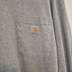 Carhartt Heather Gray Pocket Long sleeve Tee with Logo Patch. Never worn